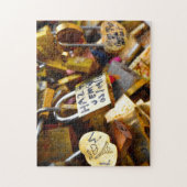 Pont des Arts Liefdessloten Parijs. Legpuzzel (Verticaal)