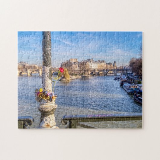 Pont des Arts on Valentijnsdag - Parijs, Frankrijk Legpuzzel (Horizontaal)