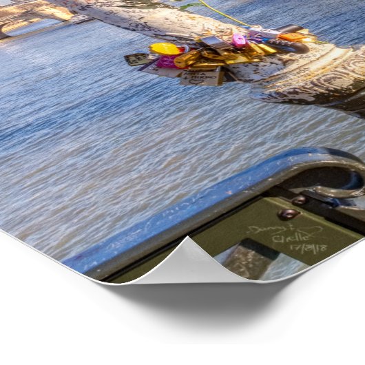 Pont des Arts on Valentijnsdag - Parijs Poster (Hoek)