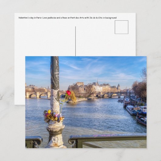 Pont des Arts op Valentijnsdag - Parijs Briefkaart (Voorkant / Achterkant)