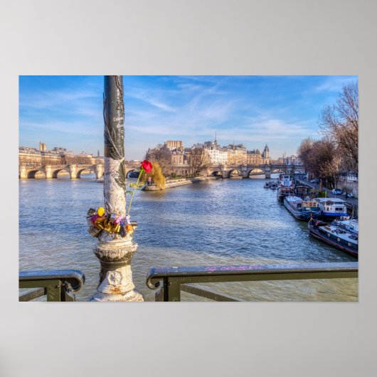Pont des Arts op Valentijnsdag - Parijs Poster (Voorkant)