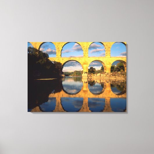 Pont du Gard, Gardon River, Gard, Languedoc, Canvas Afdruk (Voorkant)