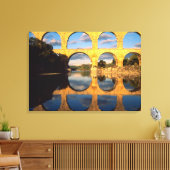 Pont du Gard, Gardon rivier, Gard, Languedoc, Canvas Afdruk (Insitu (Woonkamer))