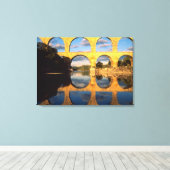 Pont du Gard, Gardon rivier, Gard, Languedoc, Canvas Afdruk (Insitu (Houten vloer))
