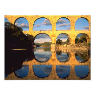 Pont du Gard, Gardon rivier, Gard, Languedoc, Foto Afdruk