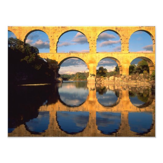 Pont du Gard, Gardon rivier, Gard, Languedoc, Foto Afdruk (Voorkant)