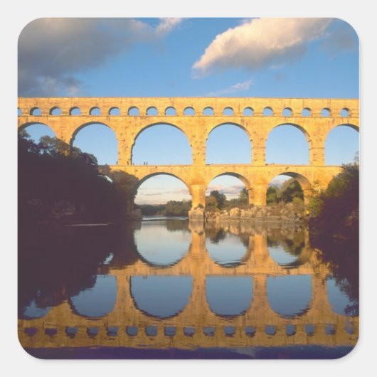 Pont du Gard, Gardon rivier, Gard, Languedoc, Vierkante Sticker (Voorkant)