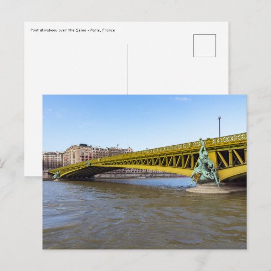 Pont Mirabeau over de Seine - Parijs Briefkaart (Voorkant / Achterkant)