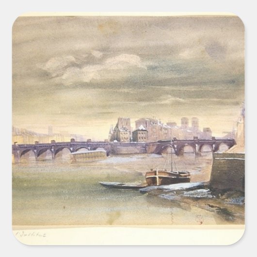 Pont-Neuf en Ile de la Cite, 1881 Vierkante Sticker (Voorkant)