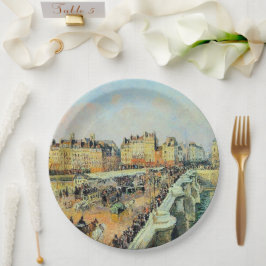 Pont Neuf, Middag, Zonlicht Camille Pissarro    Papieren Bordje
