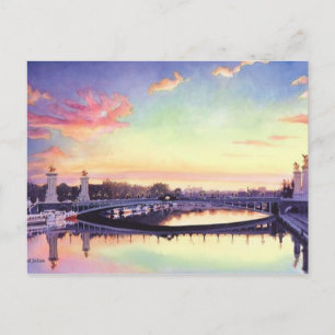 "Pont Neuf Paris" Waterverf Frankrijk Art Briefkaart
