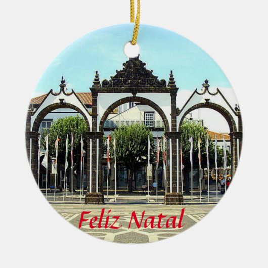 Ponta Delgada Azoren Schilderachtig kerstversierin Keramisch Ornament (Voorkant)