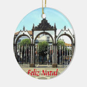 Ponta Delgada Azoren Schilderachtig kerstversierin Keramisch Ornament (Links)