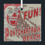 Pontchartrain Beach Clown Glas Ornament<br><div class="desc">Pontchartrain Beach Clown,  oude  New Orleans,  tekst toevoegen op de rug om te personaliseren.</div>