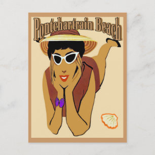 Pontchartrain Beach Lady op Zand Briefkaart