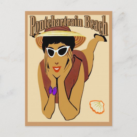 Pontchartrain Beach Lady op Zand Briefkaart (Voorkant)