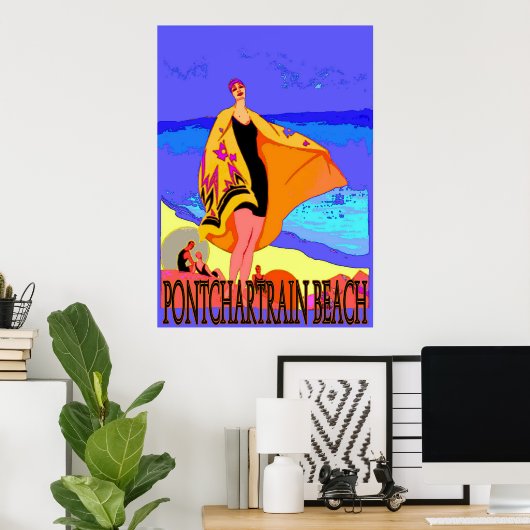Pontchartrein Beach Vintage Poster 3 (Thuiskantoor)