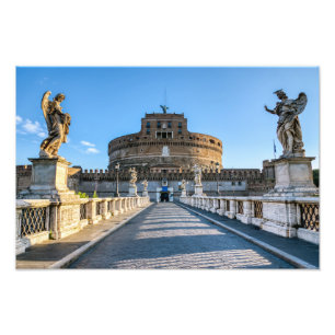 Ponte and Castle Sant'Angelo - Rome, Italië Foto Afdruk