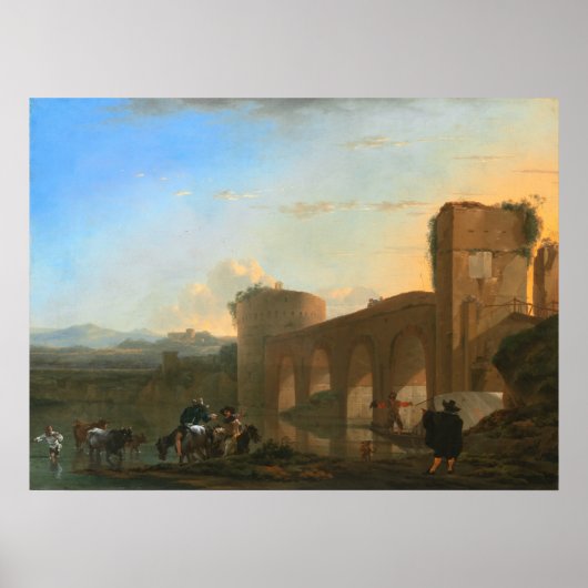 Ponte Molle, Sunset - Jan Asselijn Fine Art Poster (Voorkant)