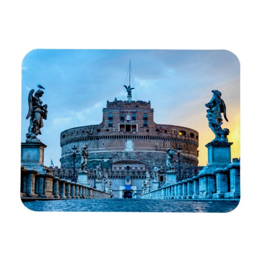 Ponte Sant'Angelo bij zonsopgang - Rome Italië Magneet (Horizontaal)