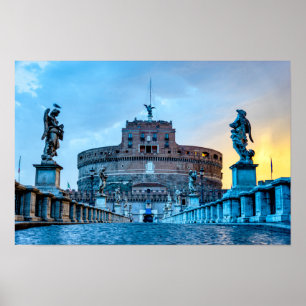 Ponte Sant'Angelo bij zonsopgang - Rome Italië Poster