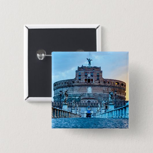 Ponte Sant'Angelo bij zonsopgang - Rome Italië Vierkante Button 5,1 Cm (Voorkant /achterkant)