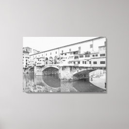 Ponte Vecchio Black en White Sketch Canvas Afdruk