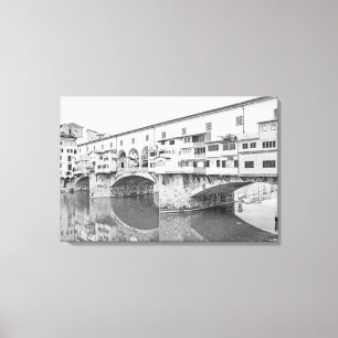 Ponte Vecchio Black en White Sketch Canvas Afdruk