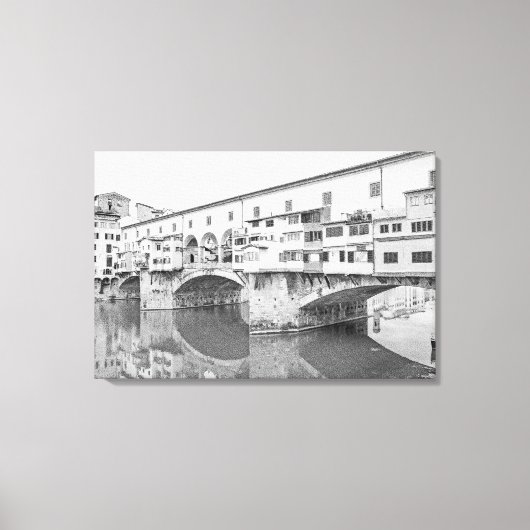 Ponte Vecchio Black en White Sketch Canvas Afdruk (Voorkant)