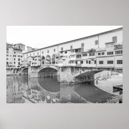Ponte Vecchio Black en White Sketch Poster