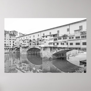Ponte Vecchio Black en White Sketch Poster