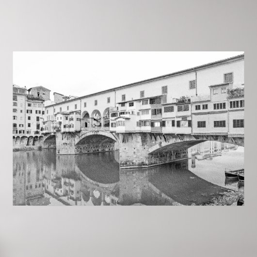 Ponte Vecchio Black en White Sketch Poster (Voorkant)
