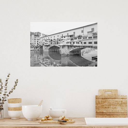 Ponte Vecchio Black en White Sketch Poster (Keuken)