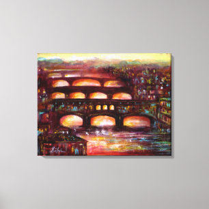 Ponte Vecchio en andere bruggen van Florence Canvas Afdruk