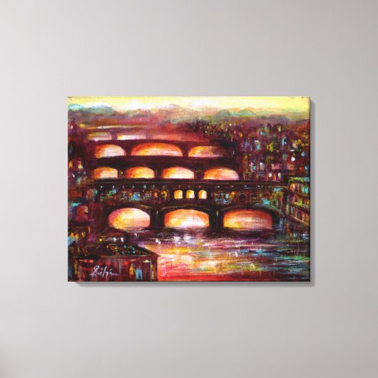 Ponte Vecchio en andere bruggen van Florence Canvas Afdruk (Voorkant)