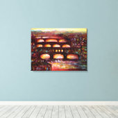 Ponte Vecchio en andere bruggen van Florence Canvas Afdruk (Insitu (Houten vloer))