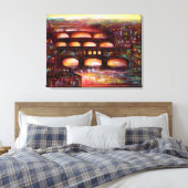 Ponte Vecchio en andere bruggen van Florence Canvas Afdruk (Insitu (Slaapkamer))