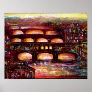 Ponte Vecchio en andere bruggen van Florence Poster