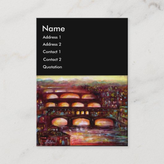 Ponte Vecchio en andere bruggen van Florence, zwar Visitekaartje (Voorkant)