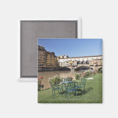 Ponte Vecchio en tafel langs Arno Rive Magneet (Voorkant / Achterkant)