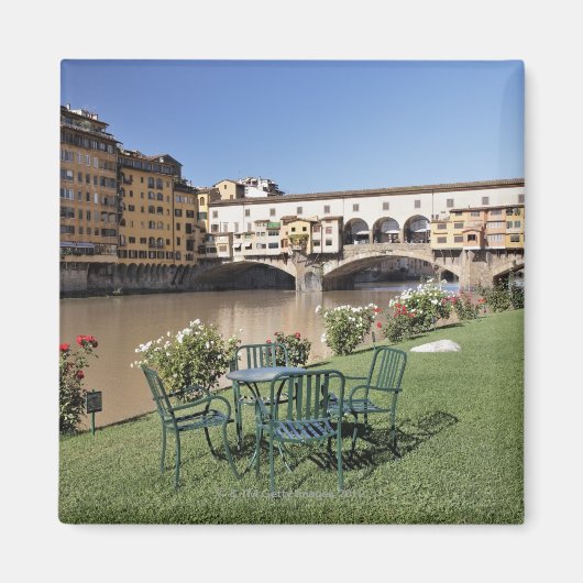 Ponte Vecchio en tafel langs Arno Rive Magneet (Voorkant)