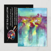 PONTE VECCHIO FLORENCE bij NACHT Waterverf Uitnodiging Briefkaart (Voorkant / Achterkant)