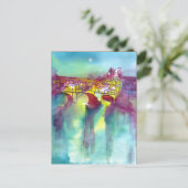 PONTE VECCHIO FLORENCE bij NACHT Waterverf Uitnodiging Briefkaart (Staand voorkant)