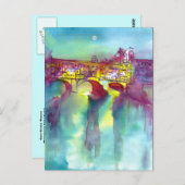 PONTE VECCHIO Florence door Waterverf 's nachts Briefkaart (Voorkant / Achterkant)
