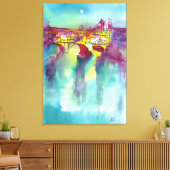 PONTE VECCHIO Florence door Waterverf 's nachts Canvas Afdruk (Insitu (Woonkamer))