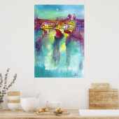 PONTE VECCHIO Florence door Waterverf 's nachts Poster (Keuken)