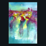 PONTE VECCHIO Florence door Waterverf 's nachts Poster<br><div class="desc">Het uitzicht van Picturesque bij de nacht Firenze, de beroemdste oude brug over de Arno River 1345 Old Bridge, is de bekende plek van de goudmaden, juwelen, goudjuwelen, mode, oudheidsher van Florence.Tijdens de Tweede Wereldoorlog werd de Ponte Vecchio door de Duitsers niet vernietigd tijdens hun terugtocht op 4 augustus 19444444444444444444444444444444444444444444444...</div>