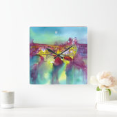 PONTE VECCHIO Florence door Waterverf 's nachts Vierkante Klok (Huis)