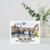 Ponte vecchio Florence Italië waterverf save date Briefkaart (Staand voorkant)