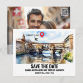 Ponte vecchio Florence Italië waterverf save date Briefkaart (Voorkant / Achterkant)